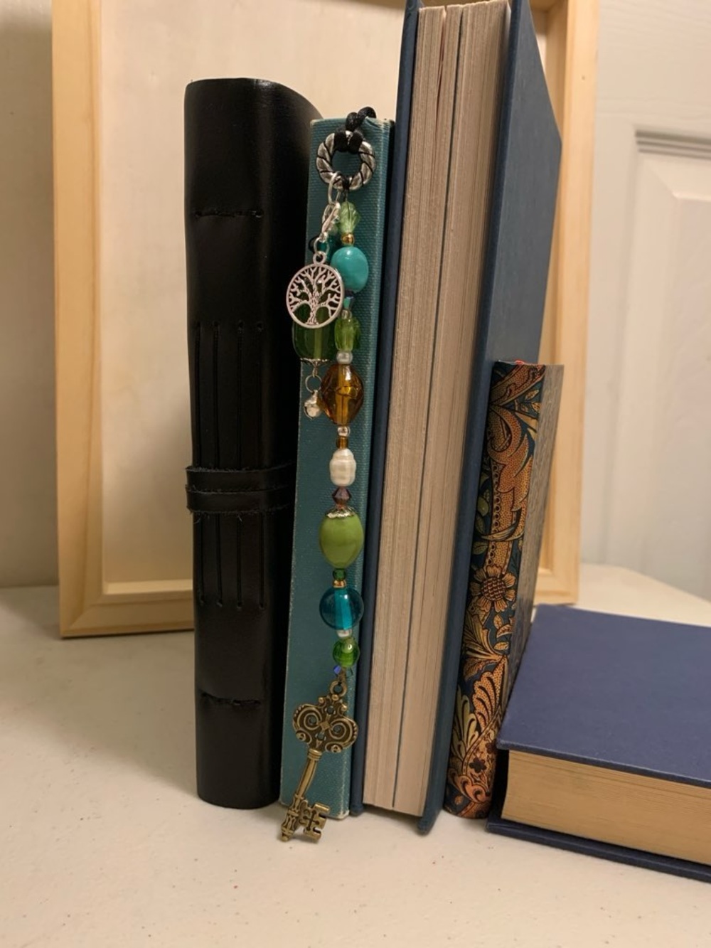 Boho Beaded Wearable Bookmark in Turquoise & Green